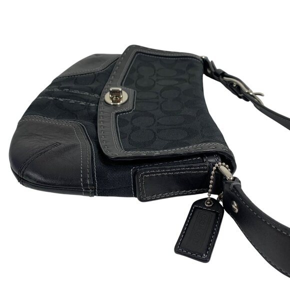 VTG Coach Signature Logo Black Canvas & Leather Shoulder Hand Bag 11574 + Tag - Picture 6 of 16